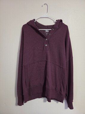 SO Burgundy Plum Hooded Tunic Sweatshirt XL